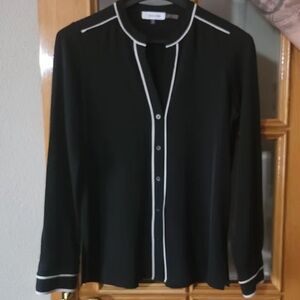 Calvin Klein Collection Black Shirt with White Trim